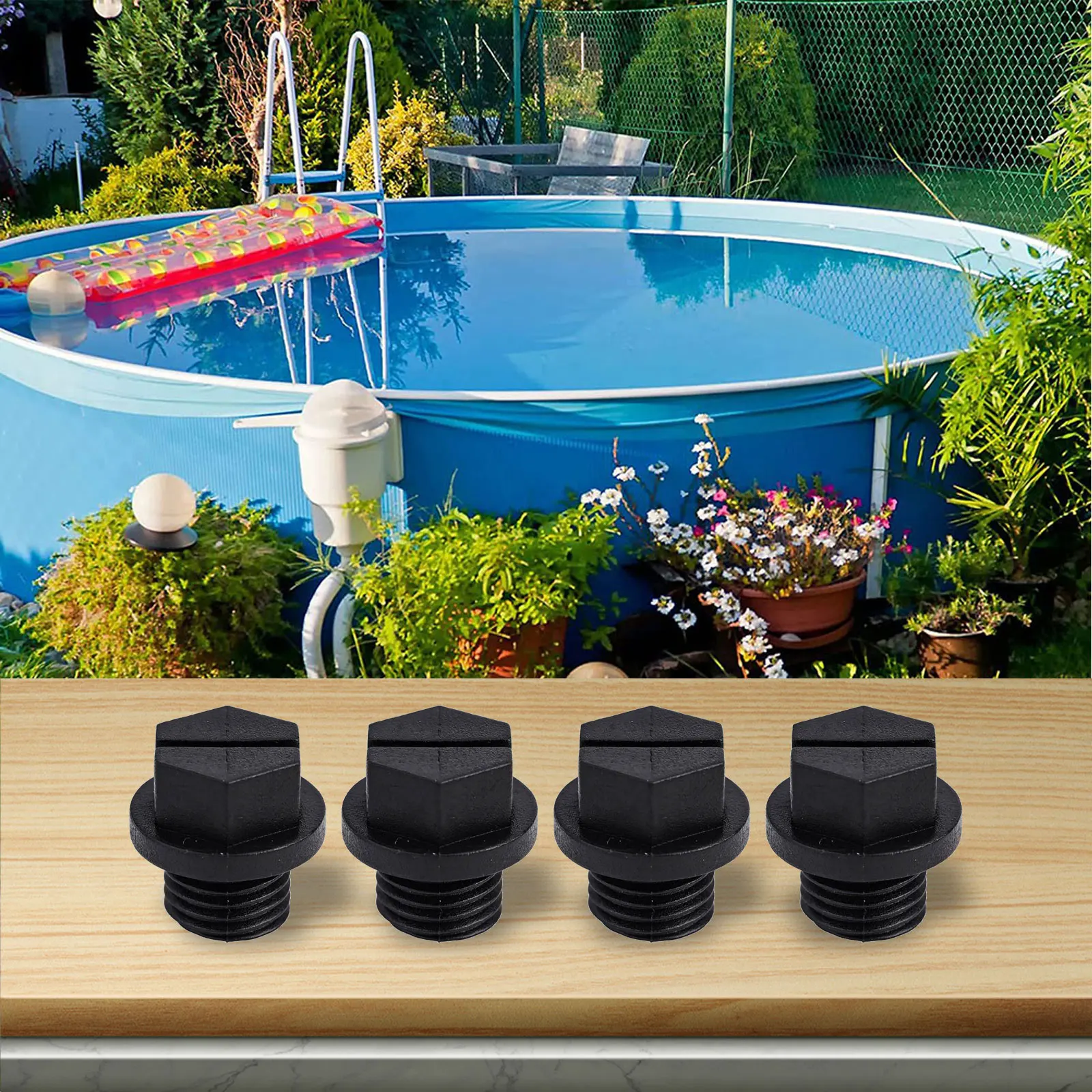 4 Pack Drain with Gaskets for Swimming Pool and Bathtub Maintenance Sturdy Plastic Construction for Long Lasting Use