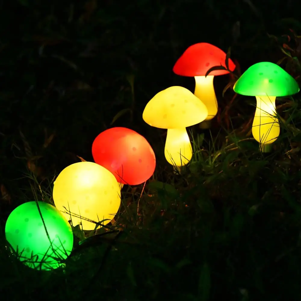 

3/6 Mushroom Outdoor Solar Garden Light 8 Modes LED Waterproof Solar Powered Landscape Cute Fairy String Light for Yard Decor