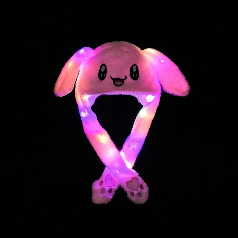 Cute Glowing Rabbit Hat with Moving Ears Plush Bunny Headband Ears Popping Up When Pressing The Paws Plush Bunny Hair Decoration image 6