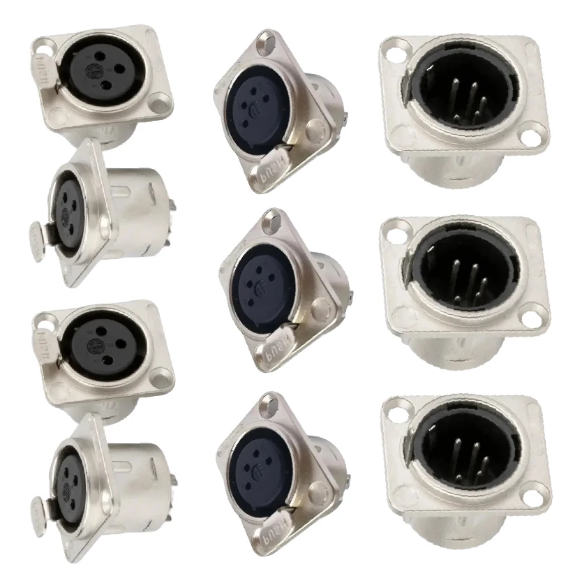 

Металлическая розетка XLR 3/4/5-контактная мужская и женская панель YS145BG YS146BG медной контактный аудио разъем для микрофона