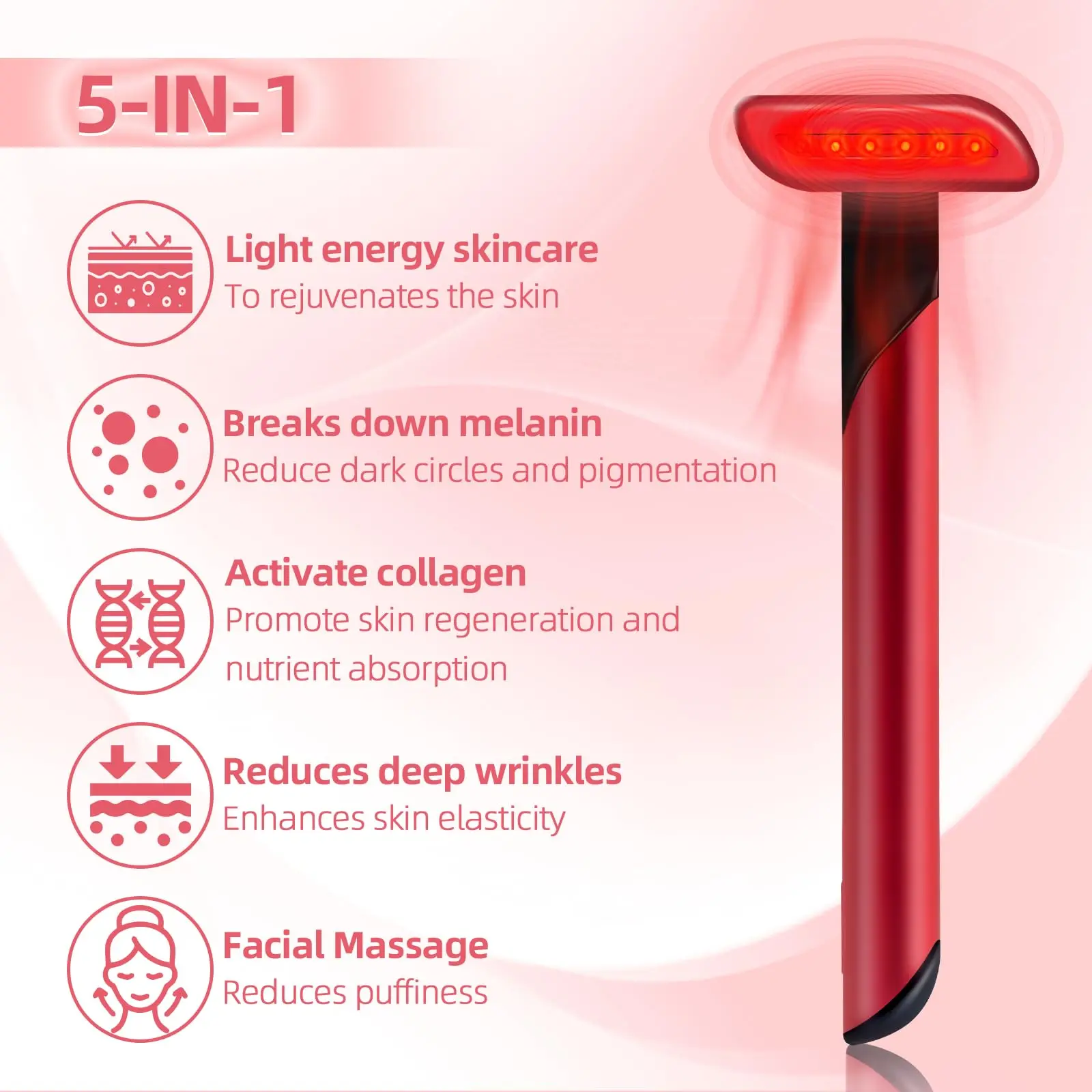 جهاز تدليك العين بالاهتزاز القابل لإعادة الشحن بلونين خفيفين - يعمل بالبطارية، محمول ومريح