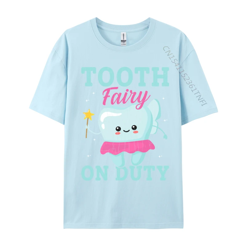 Tooth Fairy On Duty Funny Halloween Girls Graphic Company Men's T-shirts Print Street Tops Shirts Pure Cotton Fashionable