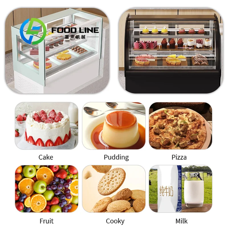 Single-Temperature Bakery Showcase for Cake Display Counter Top Glass Display Refrigeration Equipment Air Cooling Cake Cabinet