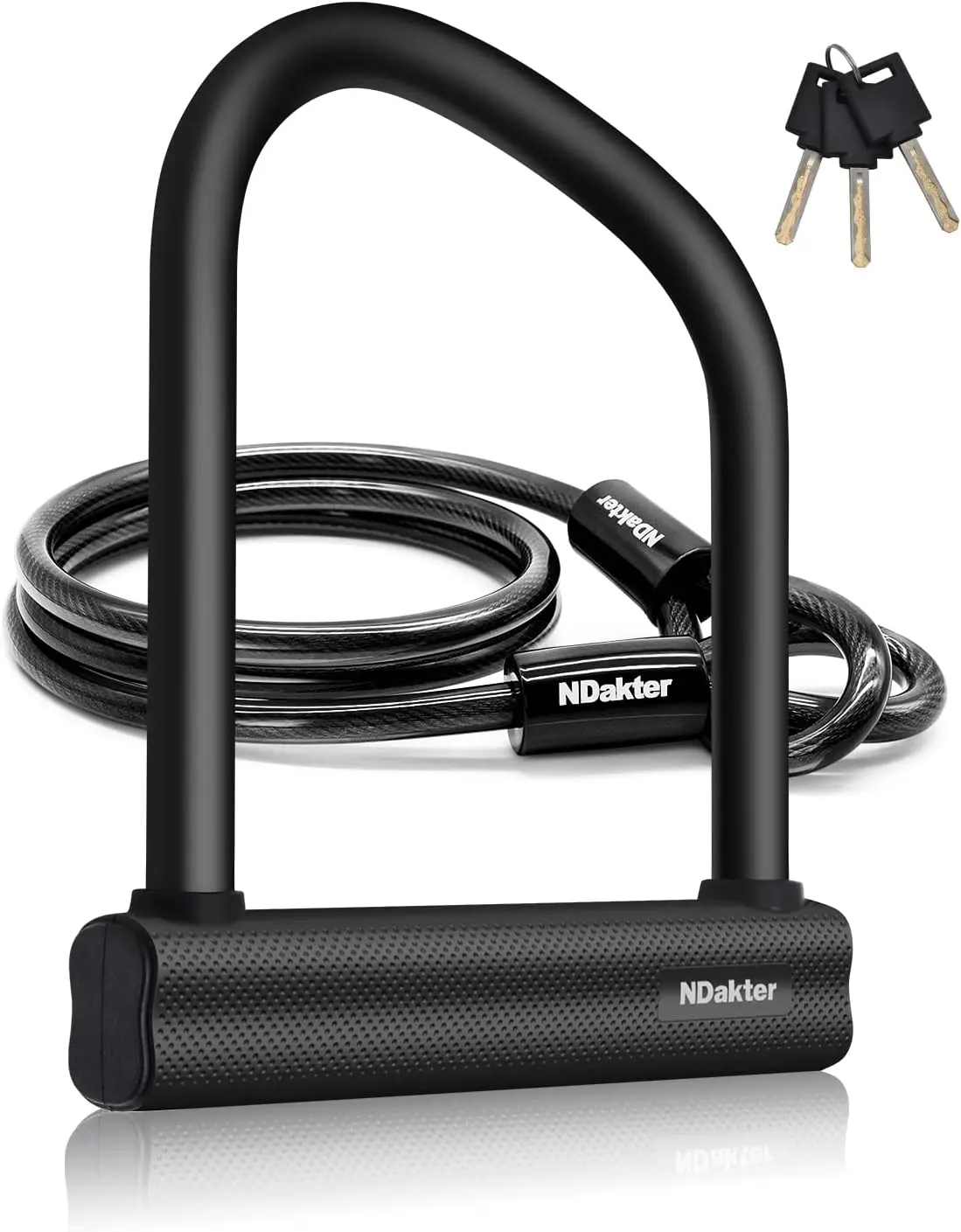 

Bike U Lock Heavy Duty Anti Theft, 18mm Shackle 6FT Steel Cable with 3 Keys for E-Bike Electric Scooter Motorcycle Moped