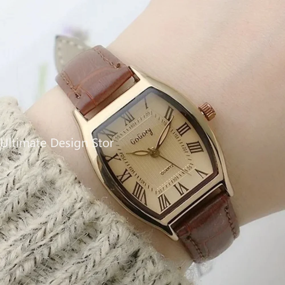 Watch for Women Small Ladies Wristwatches Brown Retro Vintage Leather Bracelet Watch Black Quartz Wristwatches Reloj Mujer