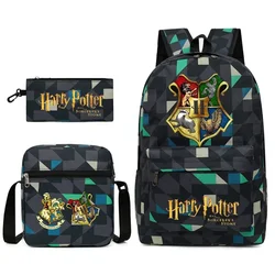 3pcs/set Harries Potters School Bags Anime Hogwarts Badge School Backpacks Portable Laptop Bags Large Capacity Travel Bags Gifts