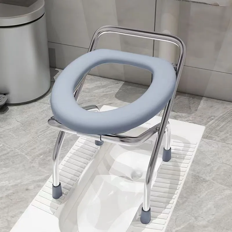 Toilet chair for the elderly, pregnant women, foldable toilet seat, stainless steel chair, portable