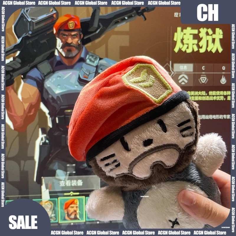 

18cm Valorant Brimstone Plush Doll Squeaky Cat Stuffed Animal Game Merch Collectible Toy Gift for Fans Office Desktop Decoration