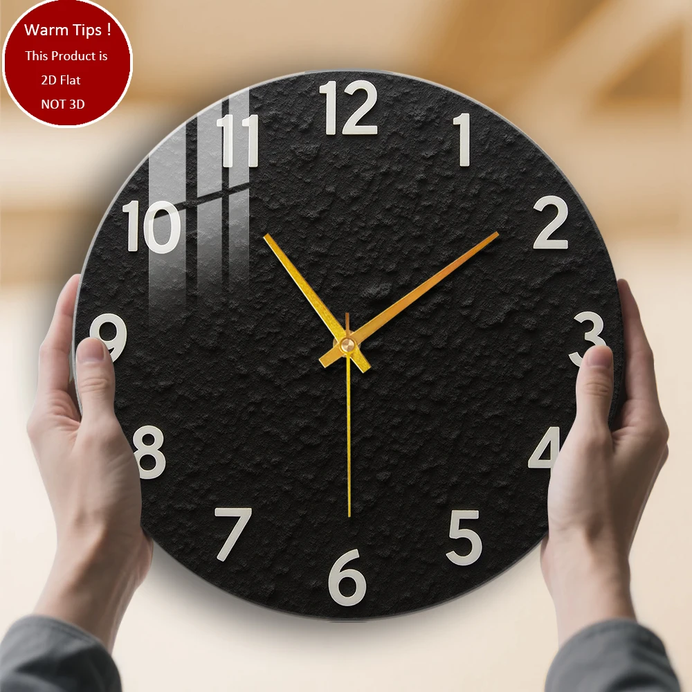 Tempered Glass Wall Clock Black Clock With White Numbers Suitable For Wall Decor or Tabletop Display Anywhere