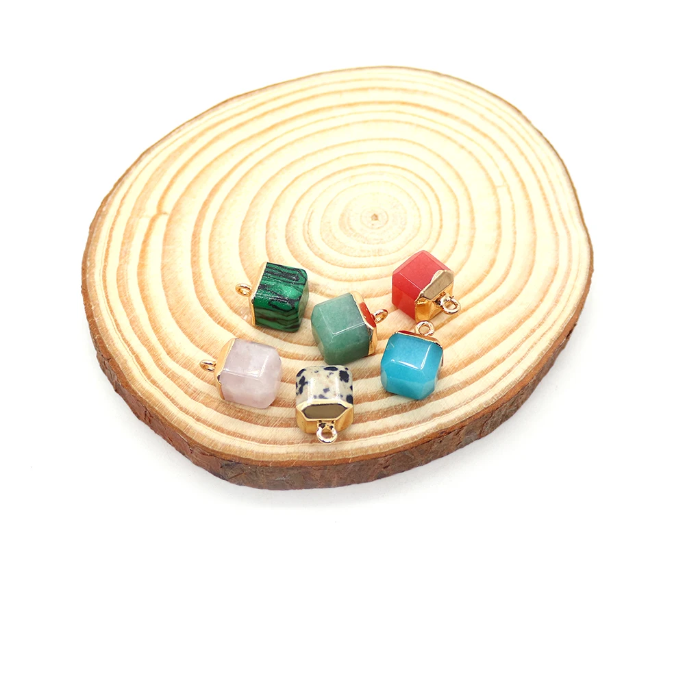 مكعب السحر 10*15 مللي متر الأخضر افينتورين روز كوارتز الحجر الطبيعي قلادة 2 قطعة مناسبة DIY بها بنفسك صنع قلادة القرط مجوهرات