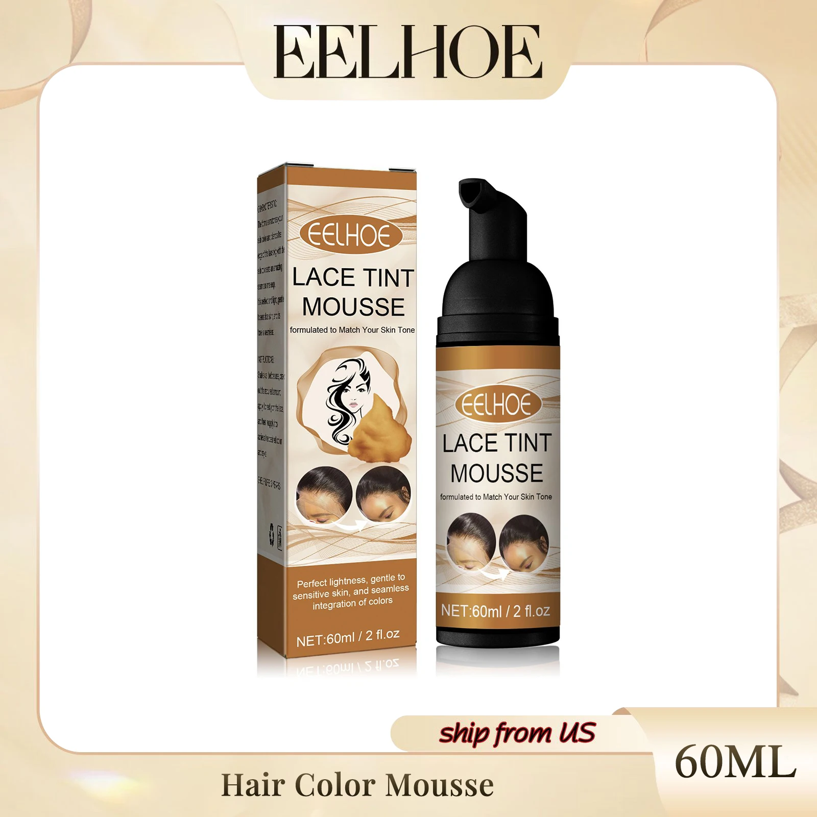 Eelhoe Hair Color Mousse Quick Drying Easy Coloring Non-Damaging Mild Non-Irritating Wig Color Disposable Hairdressing Agent