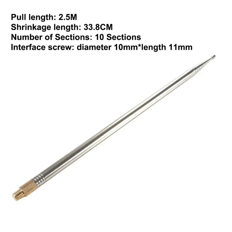 TA-304 antena de látigo de acero inoxidable de 2,5 M para Pac12 JPC7 antena de onda corta DIY Radios de onda corta y antena telescópica