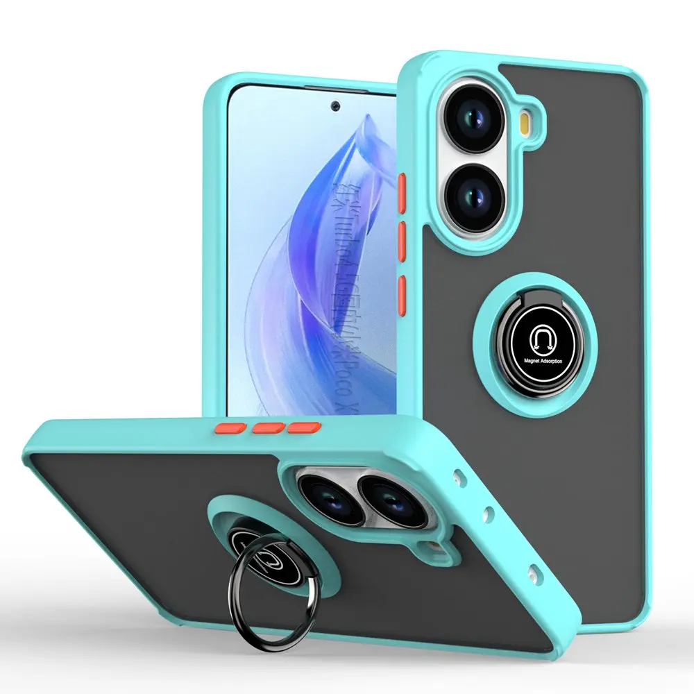Capa para xiaomi redmi turbo 4 3 caso à prova de choque anel titular translúcido caso duro para xiaomi redmi nota 13 14 pro plus capa