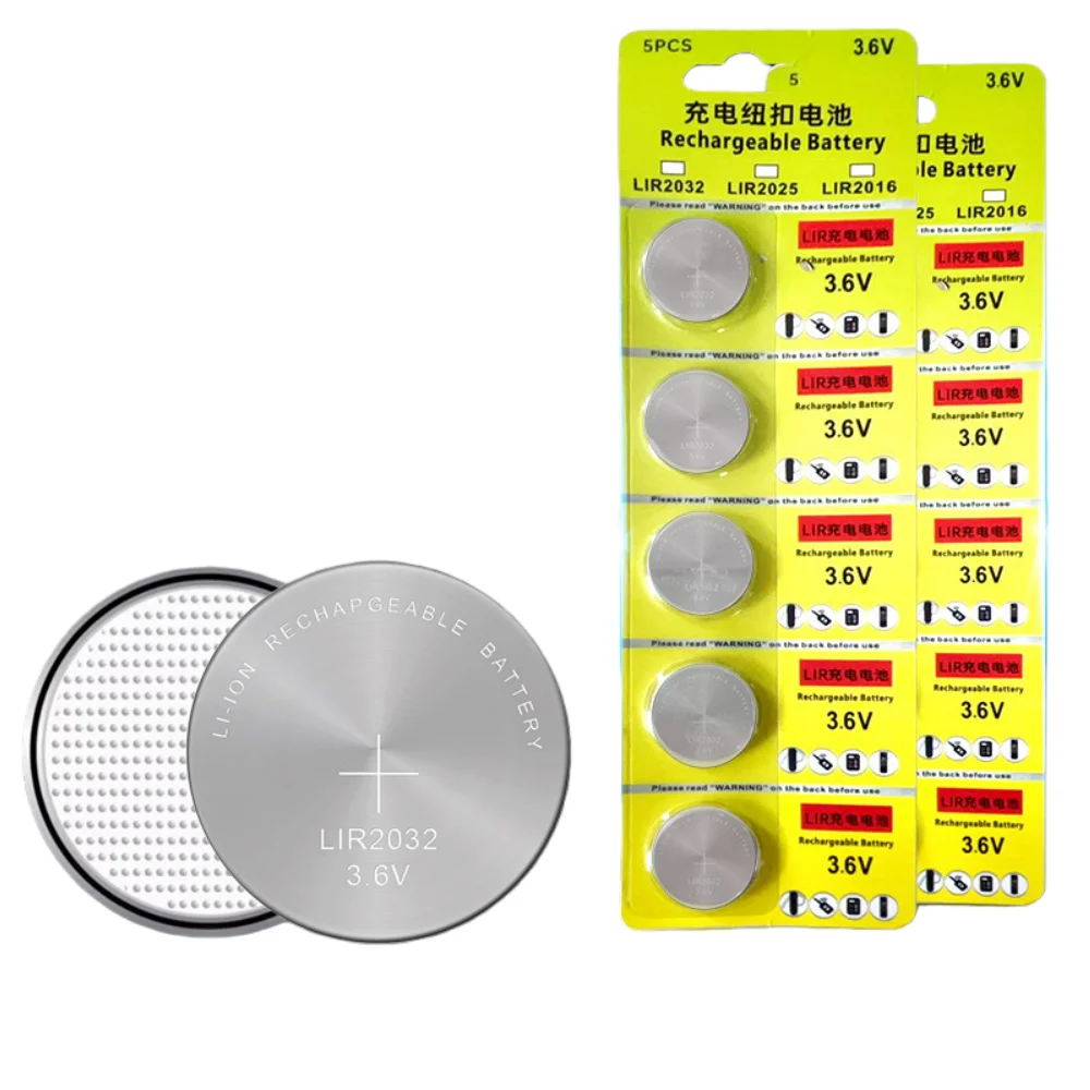 5-50PCS LIR2032 Conveniently Rechargeable Battery 2032 Lithium Charging Can Replace 3.6v 40mAH CR2032 for Watches Coin Battery view 2