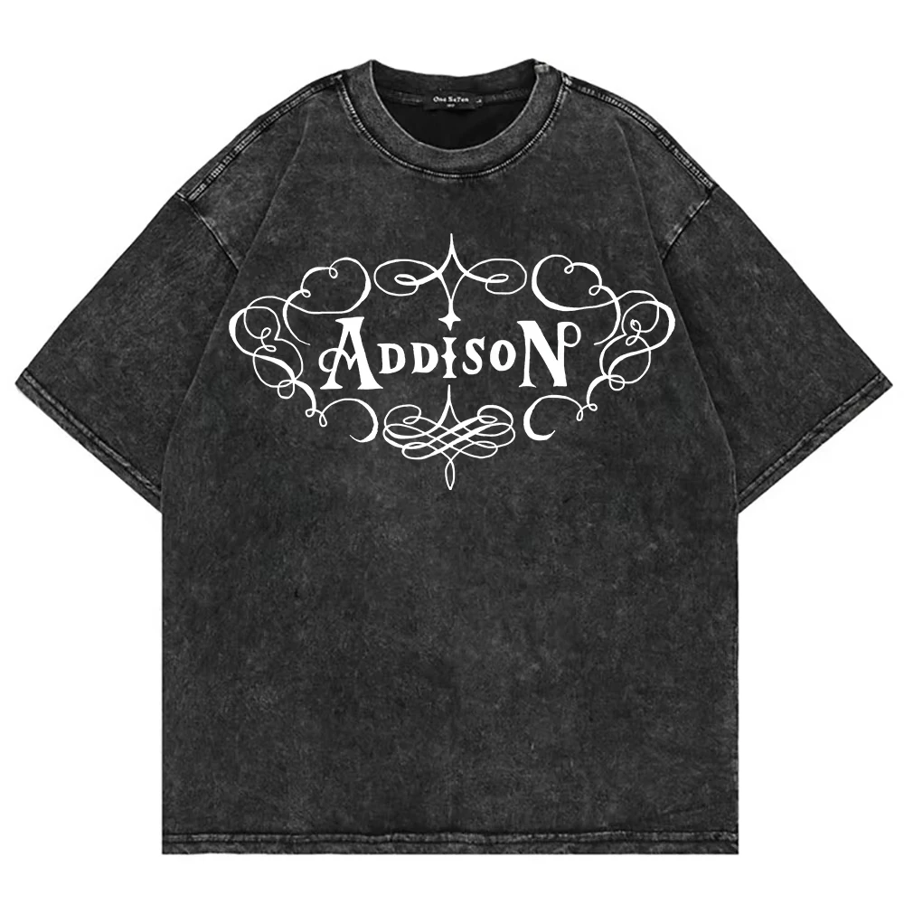 100% القطن خمر غسلها أديسون راي أديسون تي شيرت موضة الرجال/النساء الجمالية تي شيرت ريترو كبيرة الحجم حمض غسل تي شيرت #2