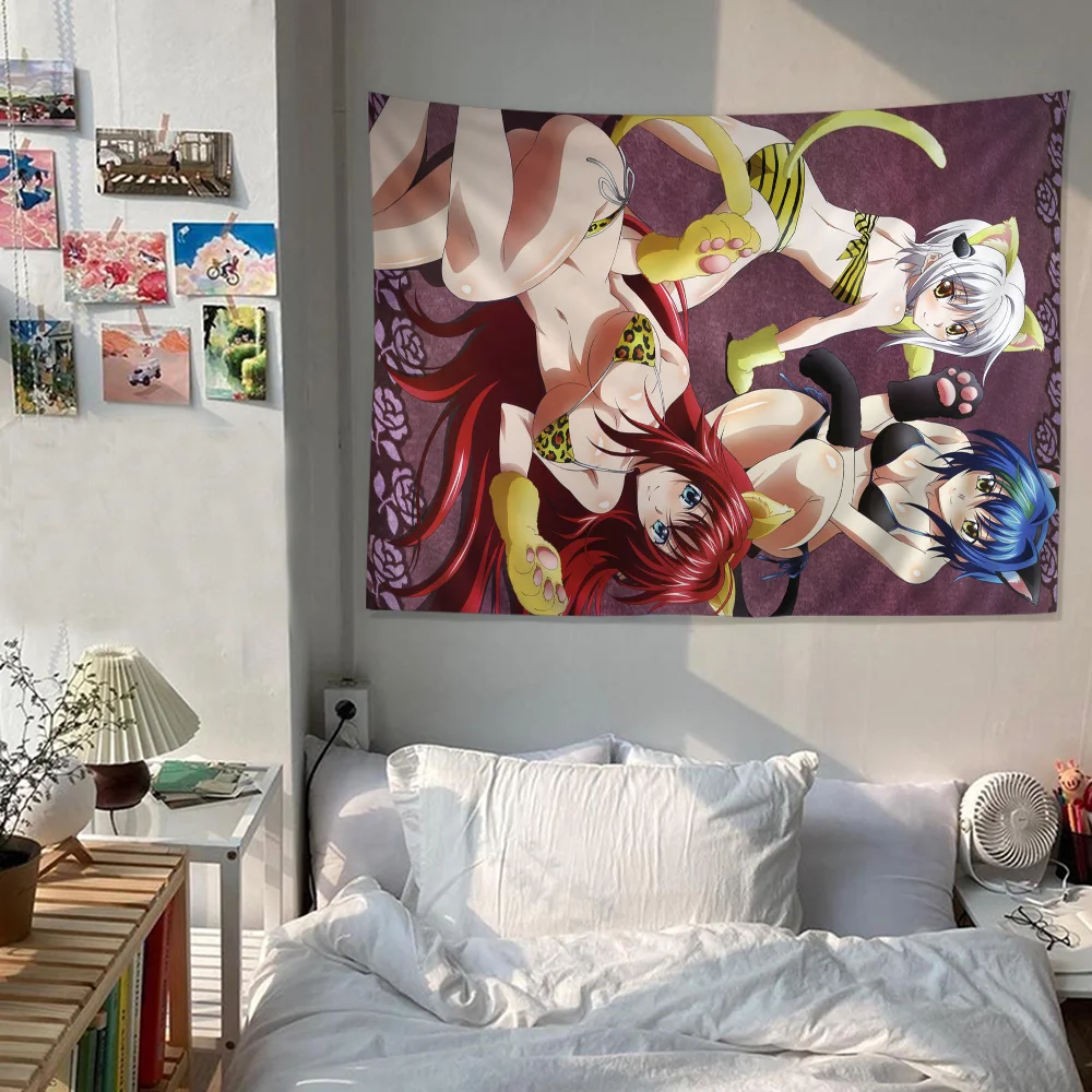 Cartoon High School DxD Anime arazzo Hippie Flower Wall tappeti dormitorio Decor Cheap Hippie Wall Hanging
