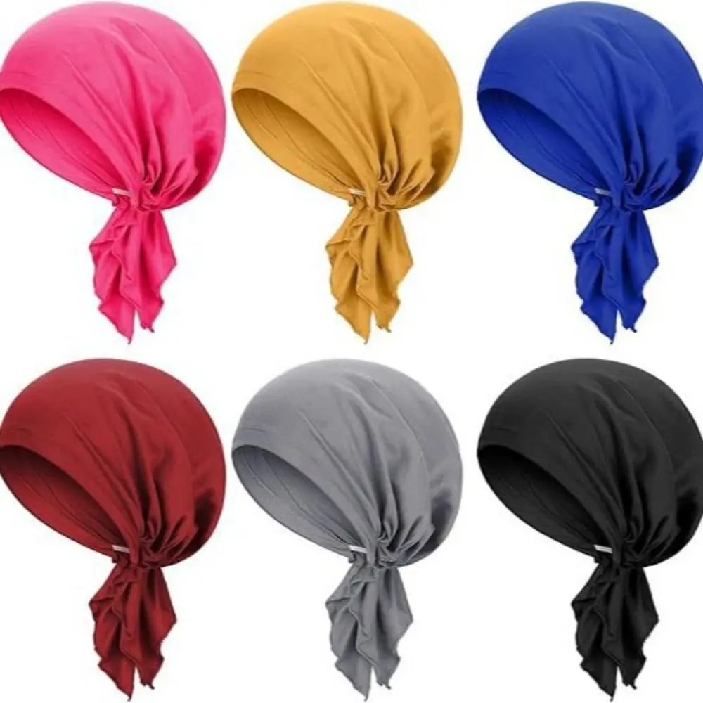 

Women Headwear Ruffle Women Turban Hat Soft Fabric Solid Color Muslim Head Wrap Breathable Cancer Chemo Hat Hair Loss