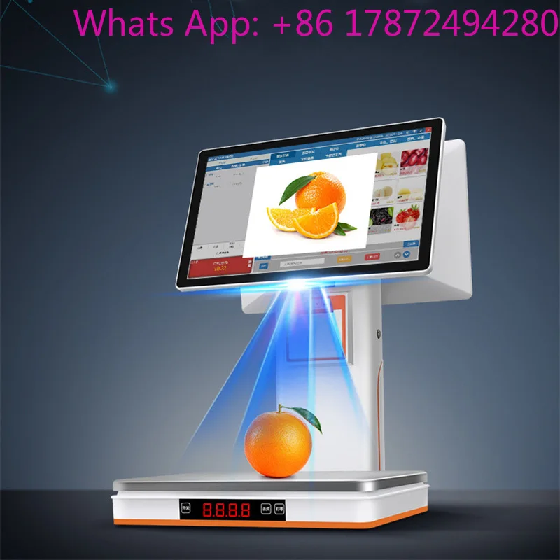 Intelligent AI product identification weighing cash register integrated machine touch screen fresh food store retail cooked food