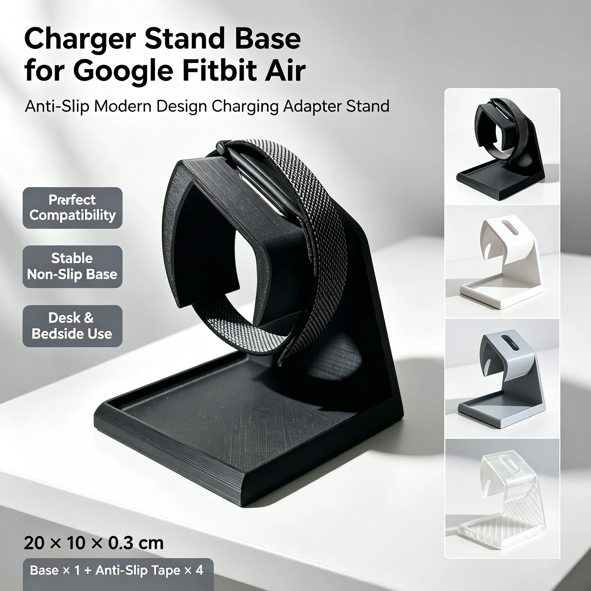 2 in 1 Charging & Storage Dock for Google Fitbit Air Non-Slip Desktop Charger Stand Compact Holder for Home Office Travel