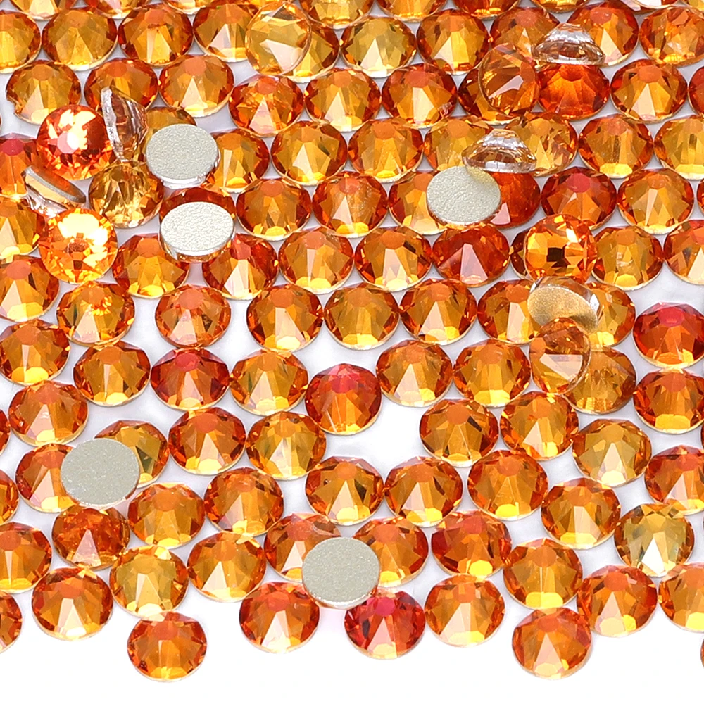 

2088 Flat Back Tangerine Rhinestones Golden Bottom 16 Cut Facets Crystals Gems Diamond Stones Nail Art Clothes & Accessories