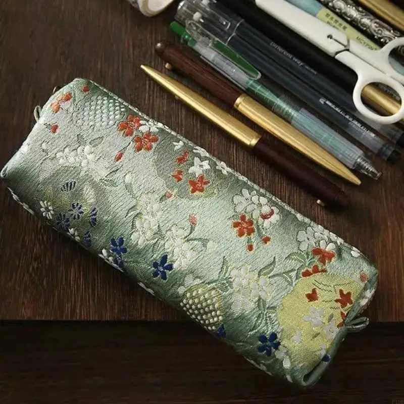 مقلمة فنية مطرزة بالزهور من القماش لحقائب القلم للفنانين الطلاب F19E #2