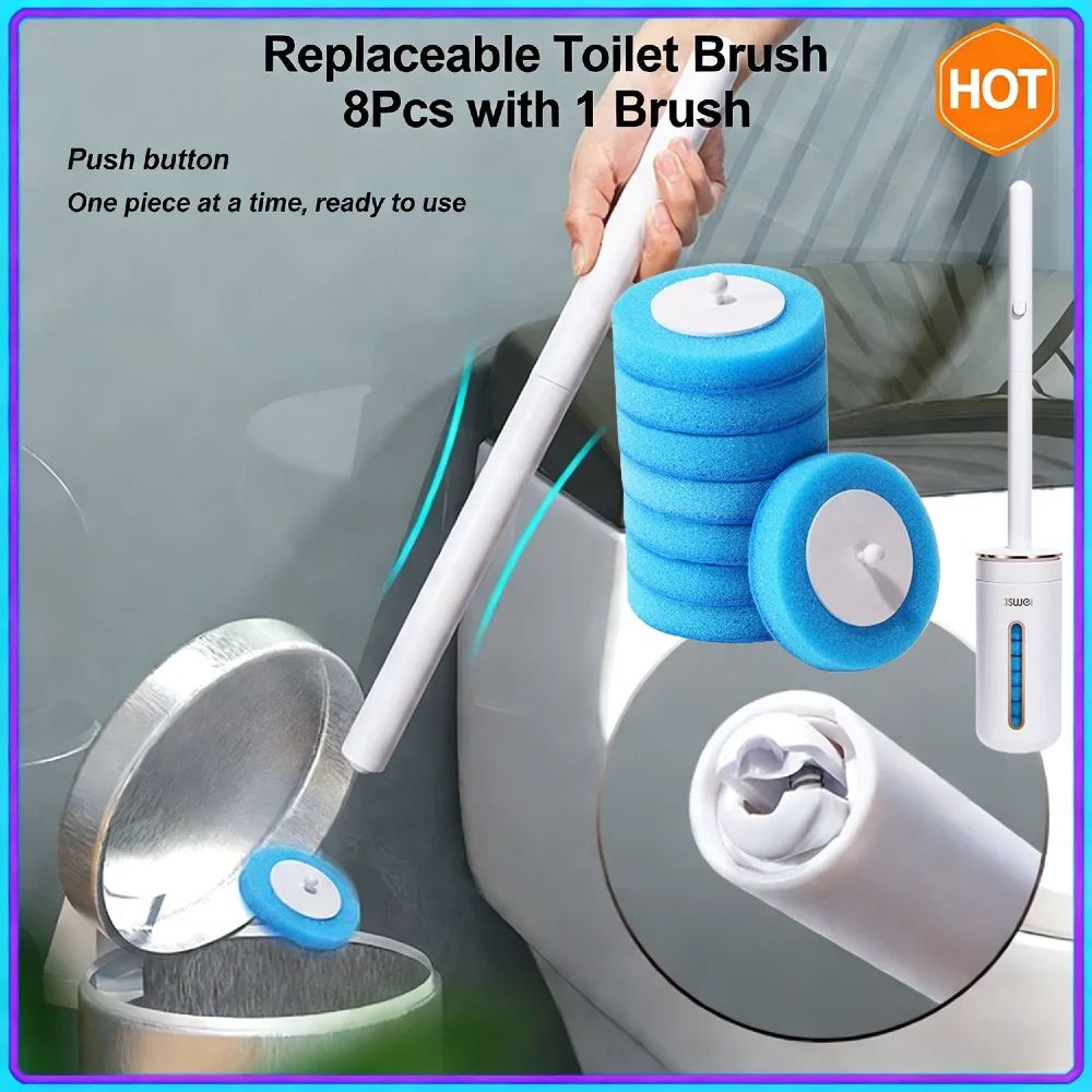 

Disposable Replaceable Toilet Brush Wall-mounted Toilet Cleaner Scrubber Long Handle Ergonomics Toilet Bowl Cleaning Kit