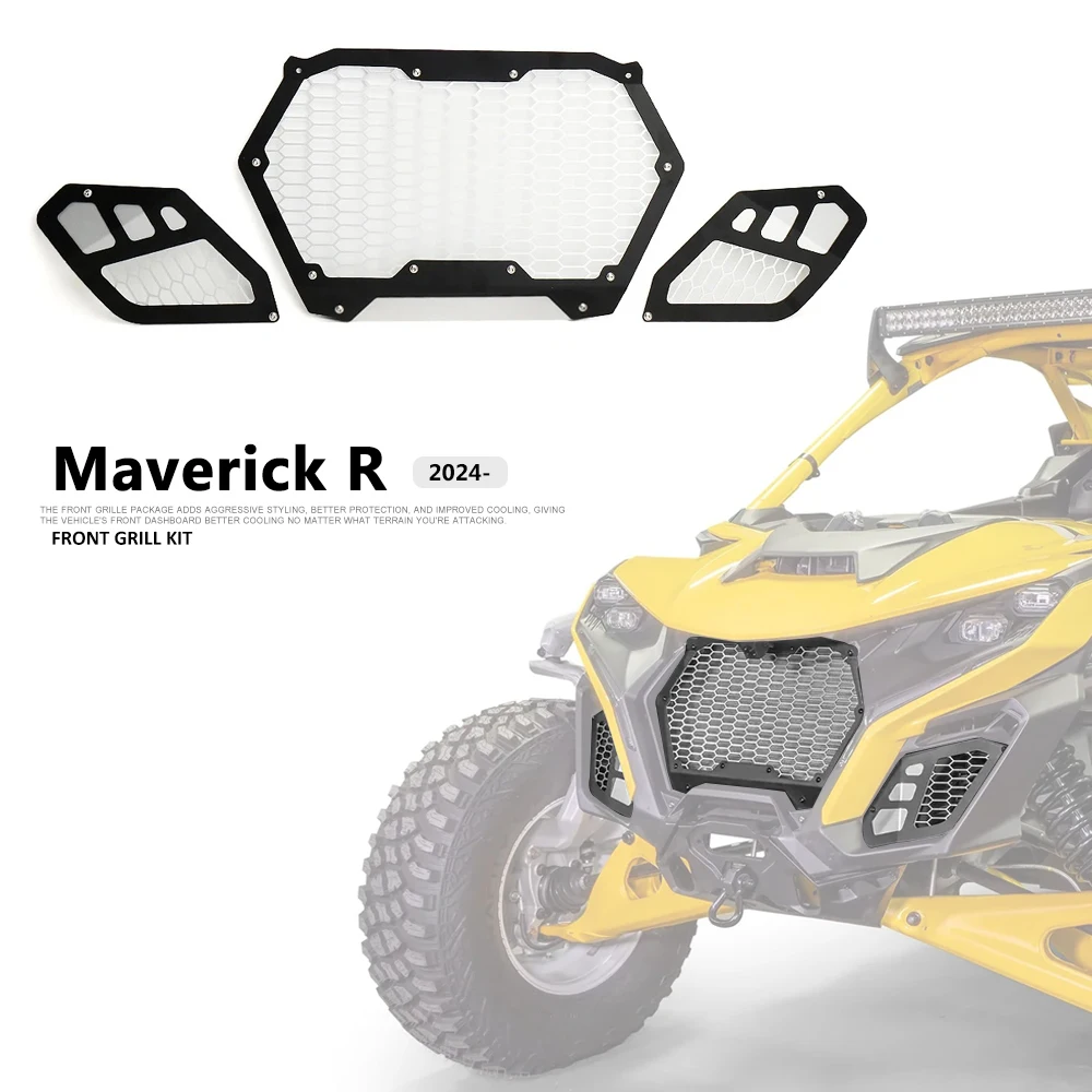 

New UTV Accessories Front Grill Kit Black Radiator Guards For Can-am Maverick R 2024 2025 For Can am MAVERICK R