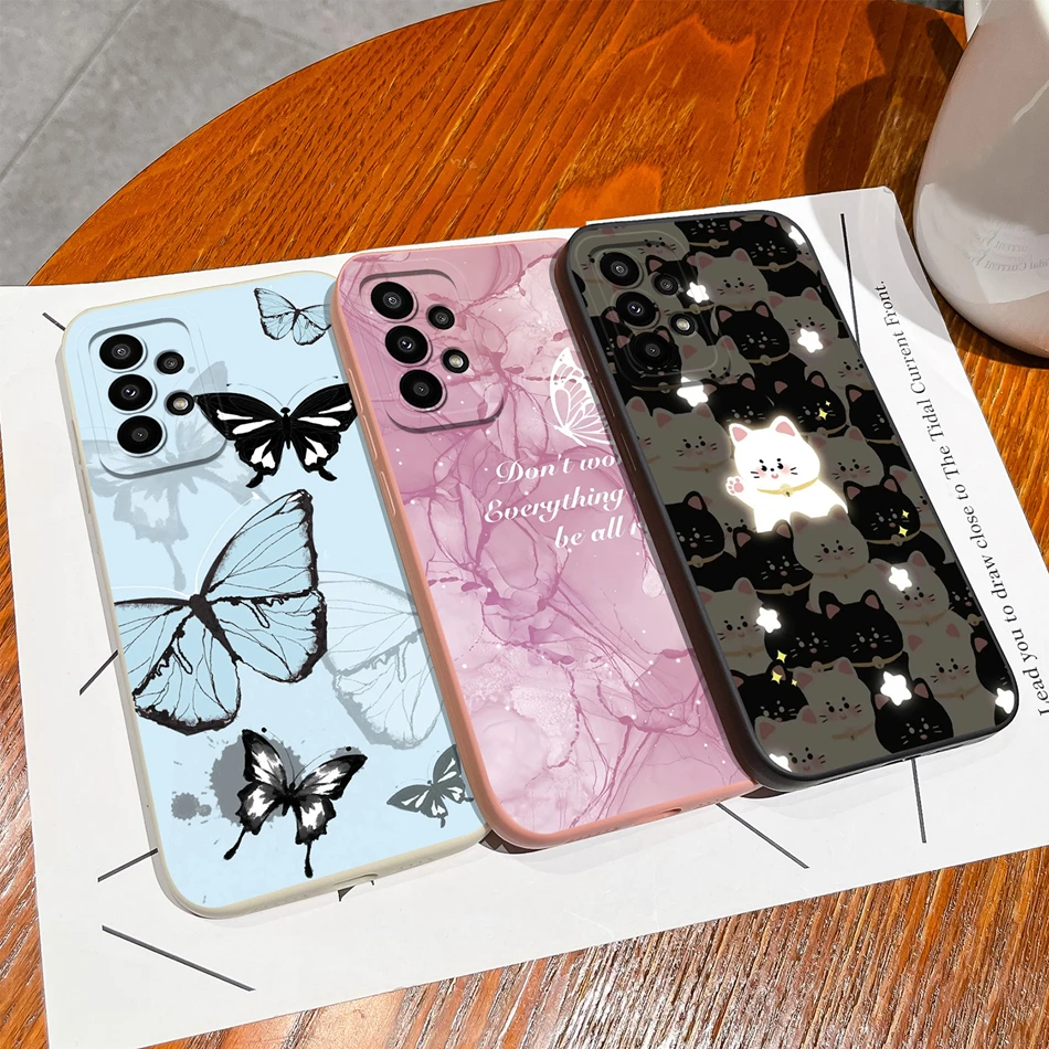 For Samsung Galaxy A23 5G Case Cute Design Soft Liquid Silicone Back Cover For Samsung A 23 Full Protection Phone Housing Fundas