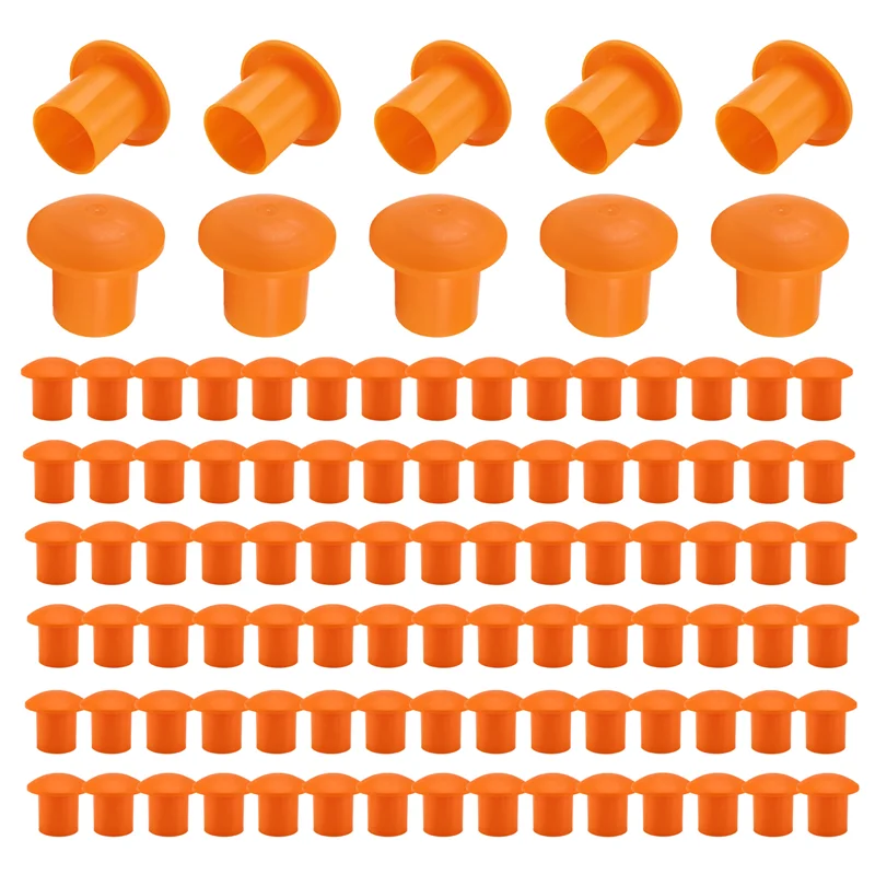 

T82C Hot Sale-100 Pcs Mushroom Rebar Cap Plastic Safety Caps For Rebar 3 To 7, Orange Color, 2.36 X 2.17 X 1.5 Inches