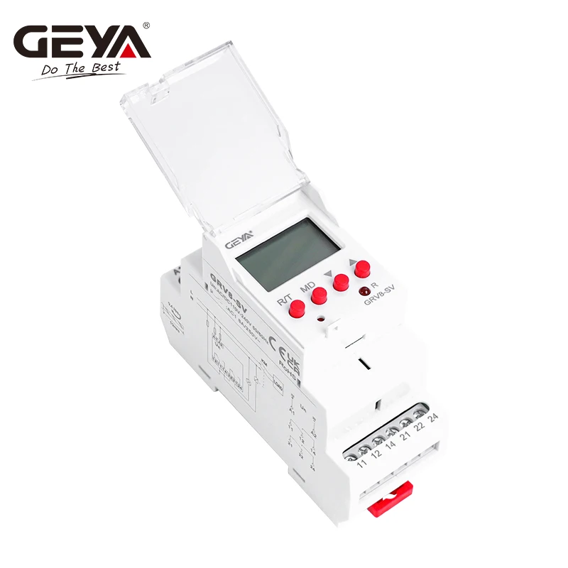 Geya-単相LCDデジタルディスプレイ電圧リレー,過電圧保護リレー,GRV8-SV,8a,2spdt,ac,dc110v〜240v