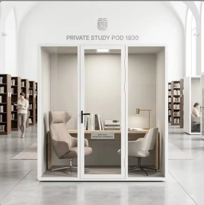 1930mm Soundproof Booth Silent Workshop Collaborative Chamber 4 Person Modular Meeting Pavilion Laminated Glass Office Pod