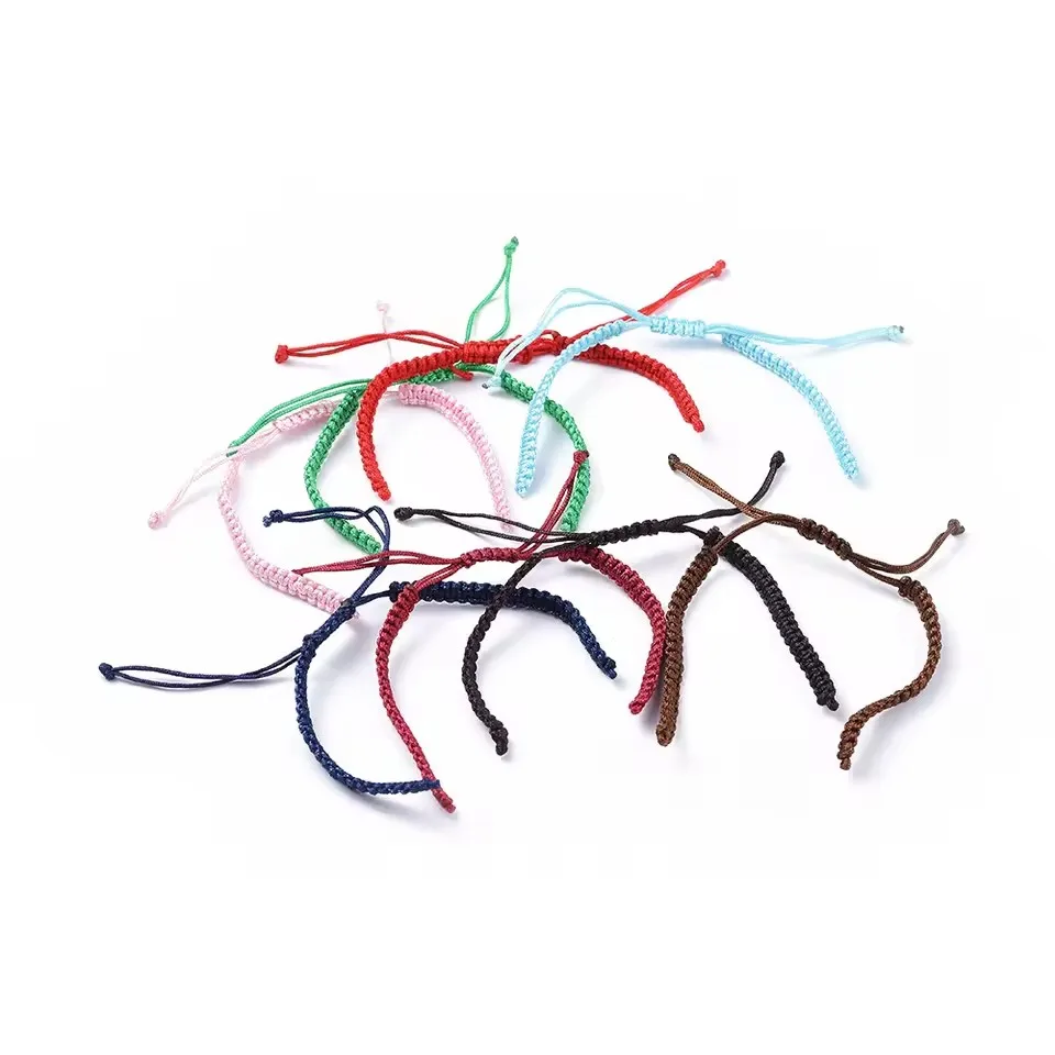 

50pcs Multicolor Adjustable Braided Nylon Twisted Cord Bracelet Making Chinese Knot Bangle DIY Jewelry Findings 1¬1.55cm Long