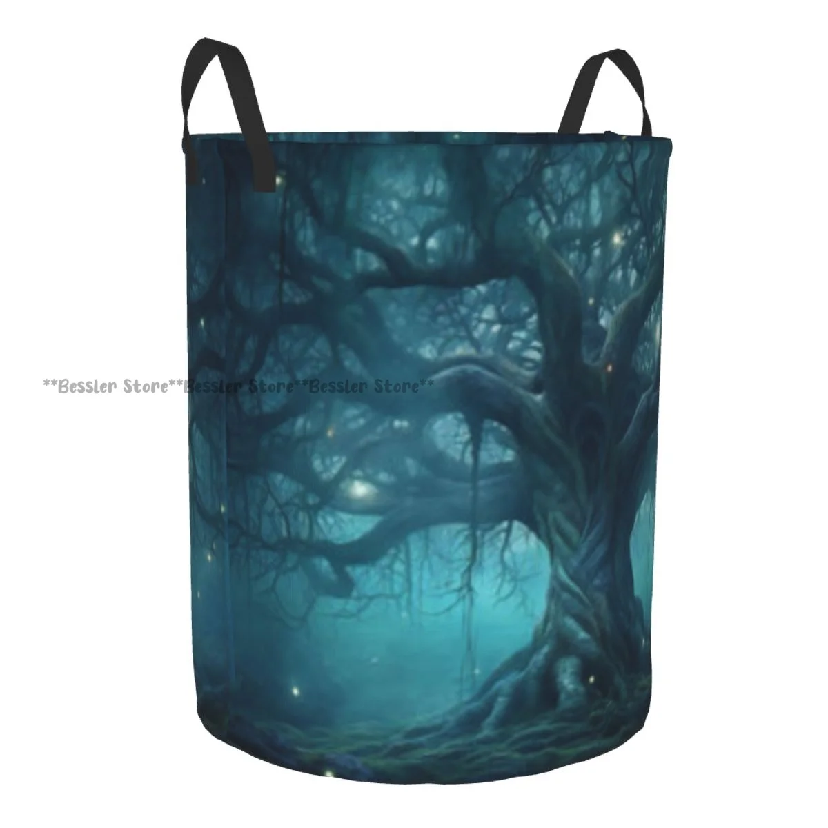 Fantasy Tree In The Dark Forest Waterproof Storage Bag Household Dirty Laundry Basket Folding Clothes Organizer