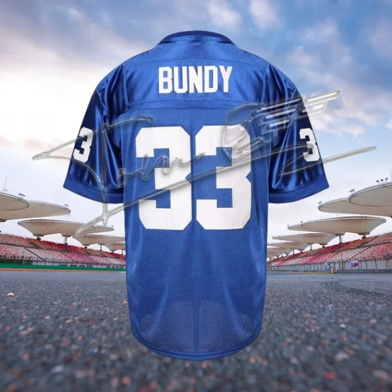 Bundy Jersey Number 33 Polk High School Football Jersey Summer Women Men Casual V-neck Blue Football Jersey Oversized Sportwear