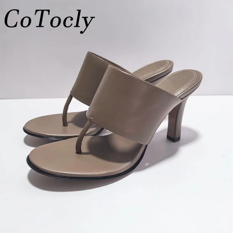 جديد عالية الكعب النعال امرأة جلد طبيعي قرصة تو الوجه يتخبط المرأة الصيف الشرائح الحديثة امرأة