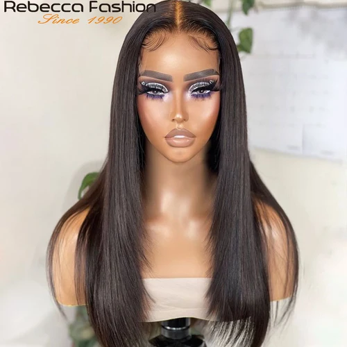 Imagen 1 del producto Pelucas de cabello humano liso corto 180D de 16 ""-32"", pelucas frontales de encaje transparente, pelucas frontales de encaje recto brasileño prearrancado para mujeres