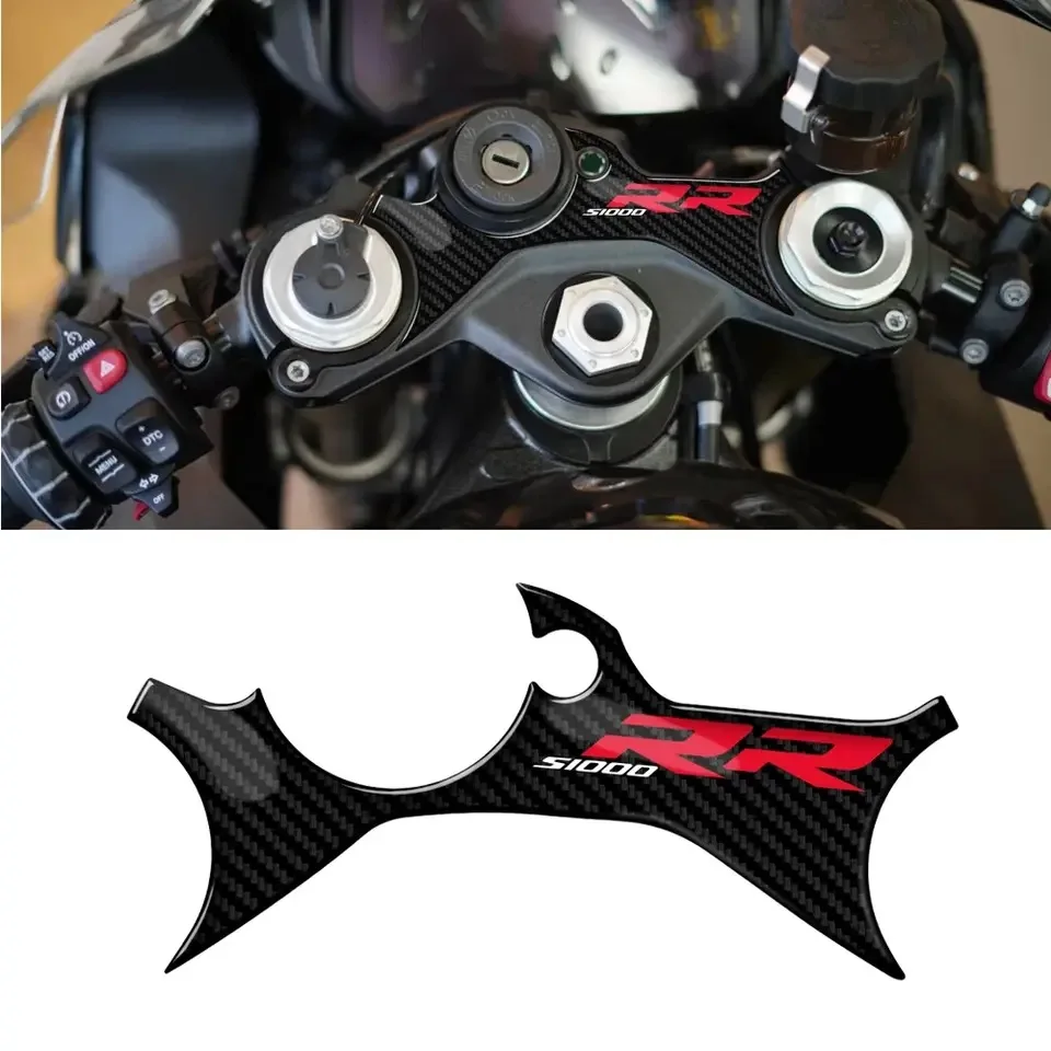 3D Motorcycle Carbon Fiber Pattern Top Triple Clamp Yoke Sticker For BMW S1000RR M1000RR 2023-2024