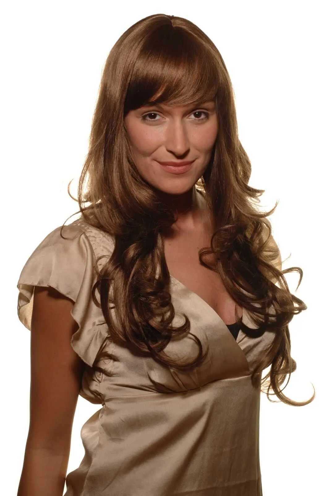 

Women's Wig Brunette Brown Mix Long Curled Pony Hair Replacement 65cm 285-18/350-