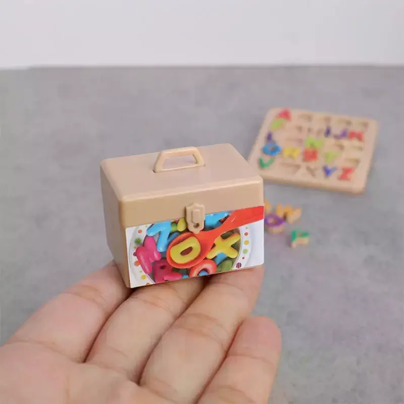 1 ensemble Miniature Simulation modèle maison de poupée lettre chiffres bloc Puzzle tri briques mathématiques petit ornement jouets pour enfants