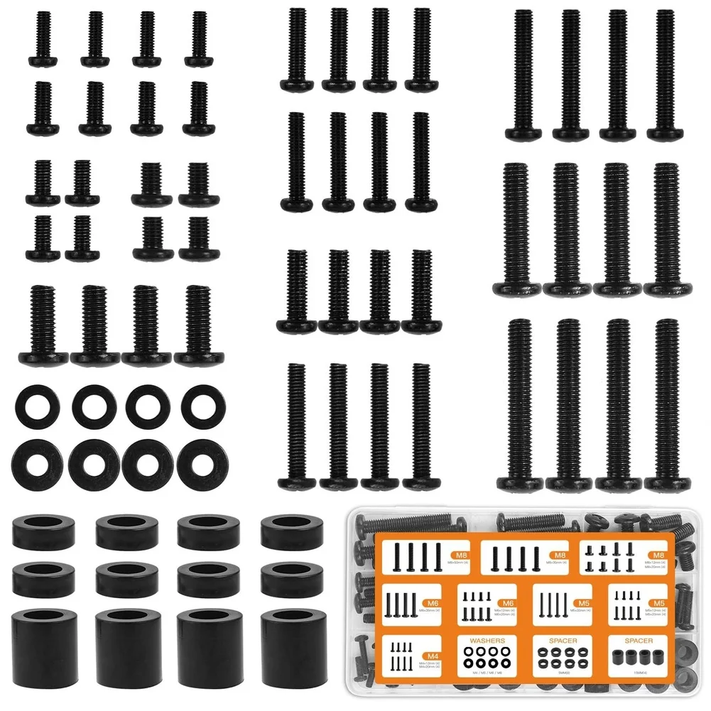 92PCS TV Mounting Hardware Kit With M5 M6 M8 Flat Head Screw & Hex Nut Washers Spacers For Flat Computer Bolt Nut Set