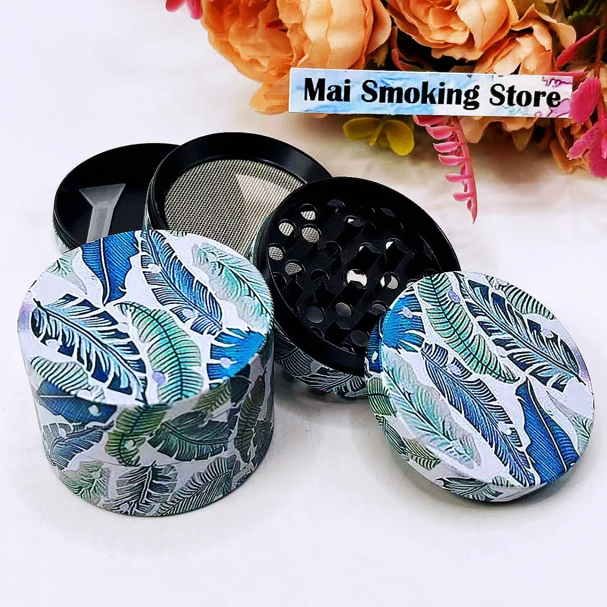 Moedor de Ervas de Metal de 2 Polegadas, 4 Camadas, Manual, para Especiarias, Pimenta, Sal, Moedor de Tabaco, Ferramenta para Fumar Cigarros