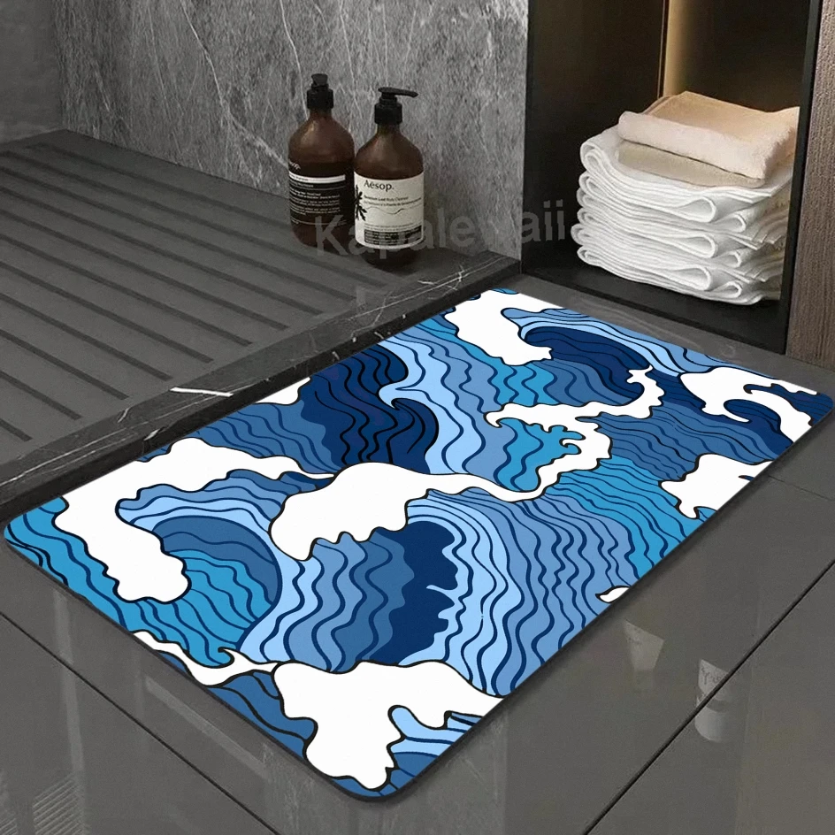 

Japanese Style Wave Pattern Diatom Mud Mat Absorbent Floor Mats Bathroom Non-slip Mats Household Quick-drying Bathroom Carpet