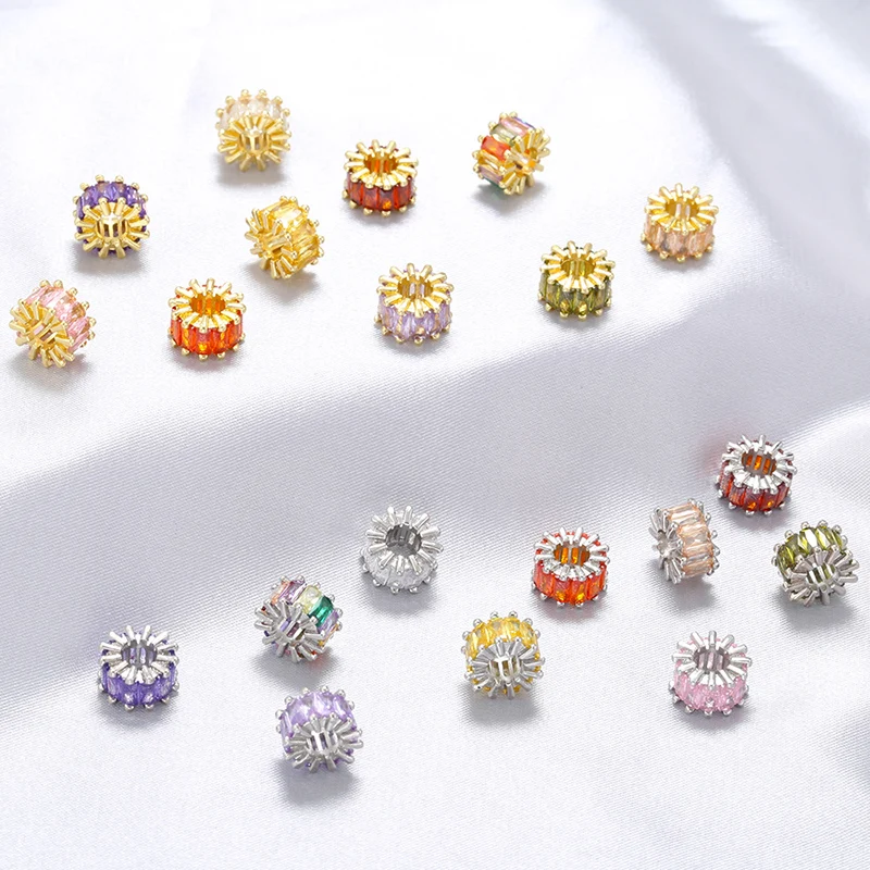 ZHUKOU 9MM beads for jewelry making 10 colors Cubic Zirconia jewelry making beads Cute Rainbow Beads jewelry materials VZ371