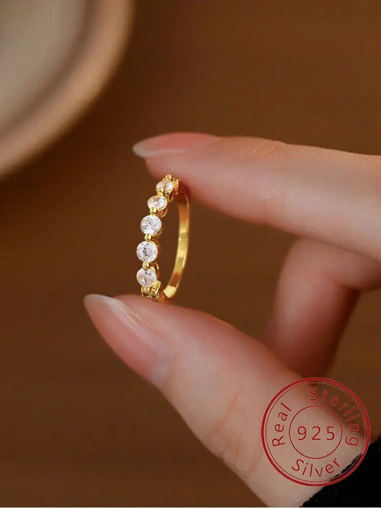 

Простое изысканное круглое кольцо из стерлингового серебра 925 пробы с цирконом для женщин, обручальное свадебное романтическое роскошное ювелирное изделие высокого качества