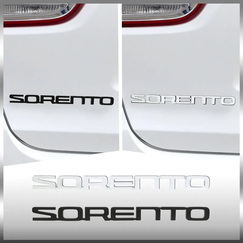 Auto Accessories 3D ABS Chrome SORENTO Car Letter Logo Rear Tail Trunk Decals Emblem Badge Sticker Car Styling Auto Decoration