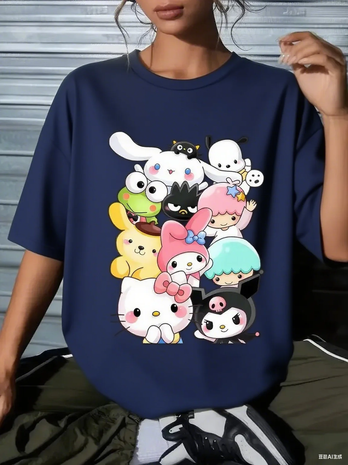 เสื้อยืดผ้าฝ้ายลายกราฟิกซานริโอ้สีสันสดใส ลายตัวละครซานริโอ้ยอดนิยม เนื้อผ้าฝ้ายแท้นุ่ม สไตล์น่ารัก เหมาะสำหรับแฟชั่น