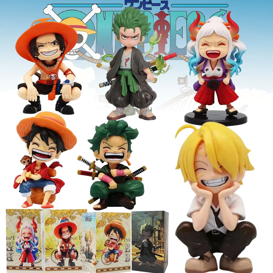 12-15cm ONE PIECE Anime Monkey D Luffy Roronoa Zoro Q-Version PVC-Modell Desktop-Auto-Ornament Kinder Geburtstag Weihnachtsgeschenk Spielzeug