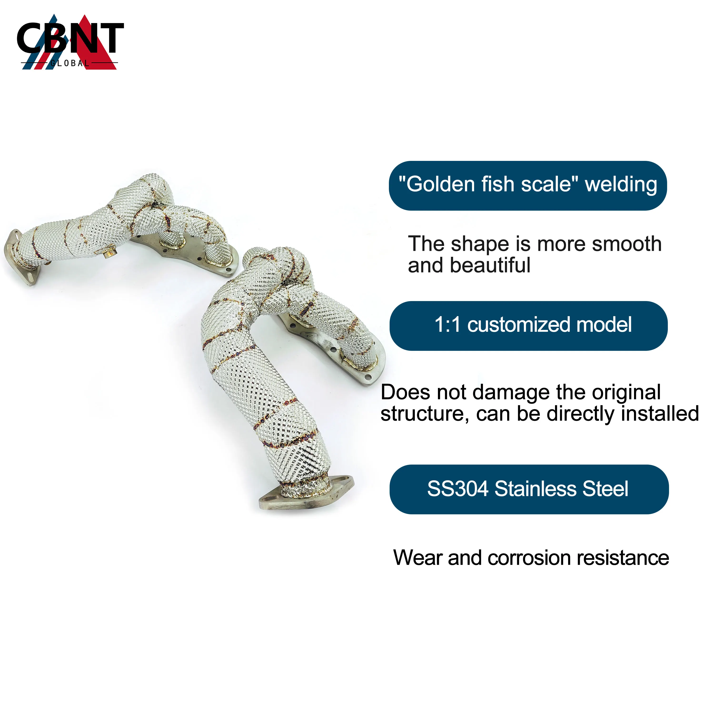 CBNT Exhaust Headers for Porsche Cayman S 981 987.1 2.7L 3.4L Free Flow Manifolds High Performance Stainless Steel Exhaust Pipe