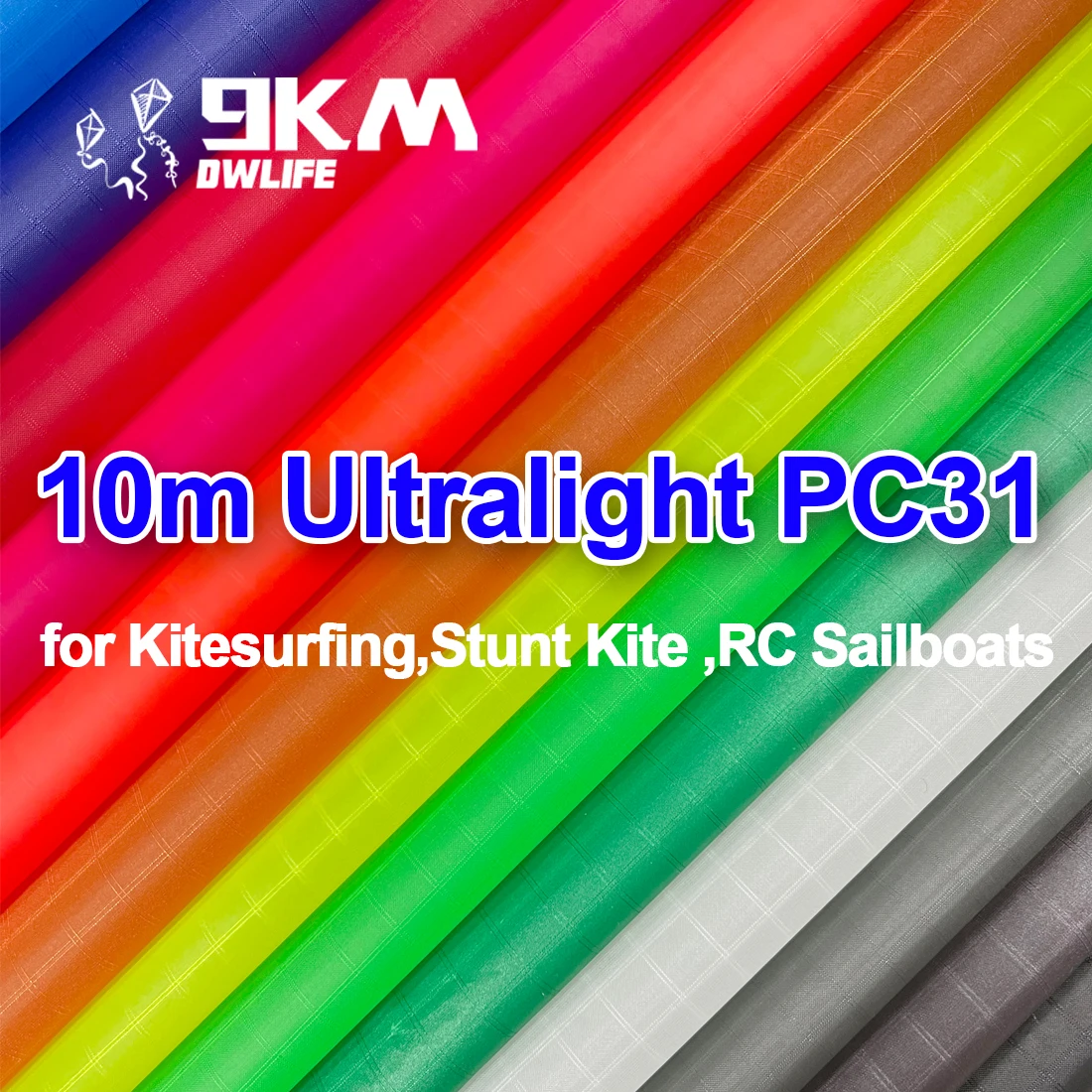 

10m Icarex Fabric for Windsail Kitesurfing Stunt Kite DIY Accessories 35g/㎡ PC31 Ripstop Polyester Fabric Ultra Thin PU Coated