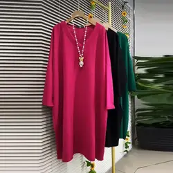Minimalist Commuter 2024 Autumn New Female V-Neck Solid Color Commute Elegant Fashion Loose Long Sleeve Luxury Straight Dresses